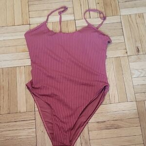 Zaful Womens Mauve Striped Bodysuit